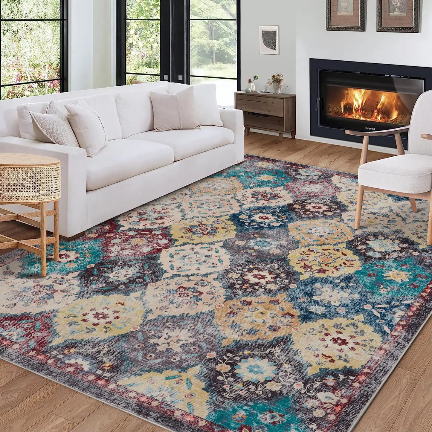 CELEB STUDIO Large Vintage Persian Rug - Machine Washable