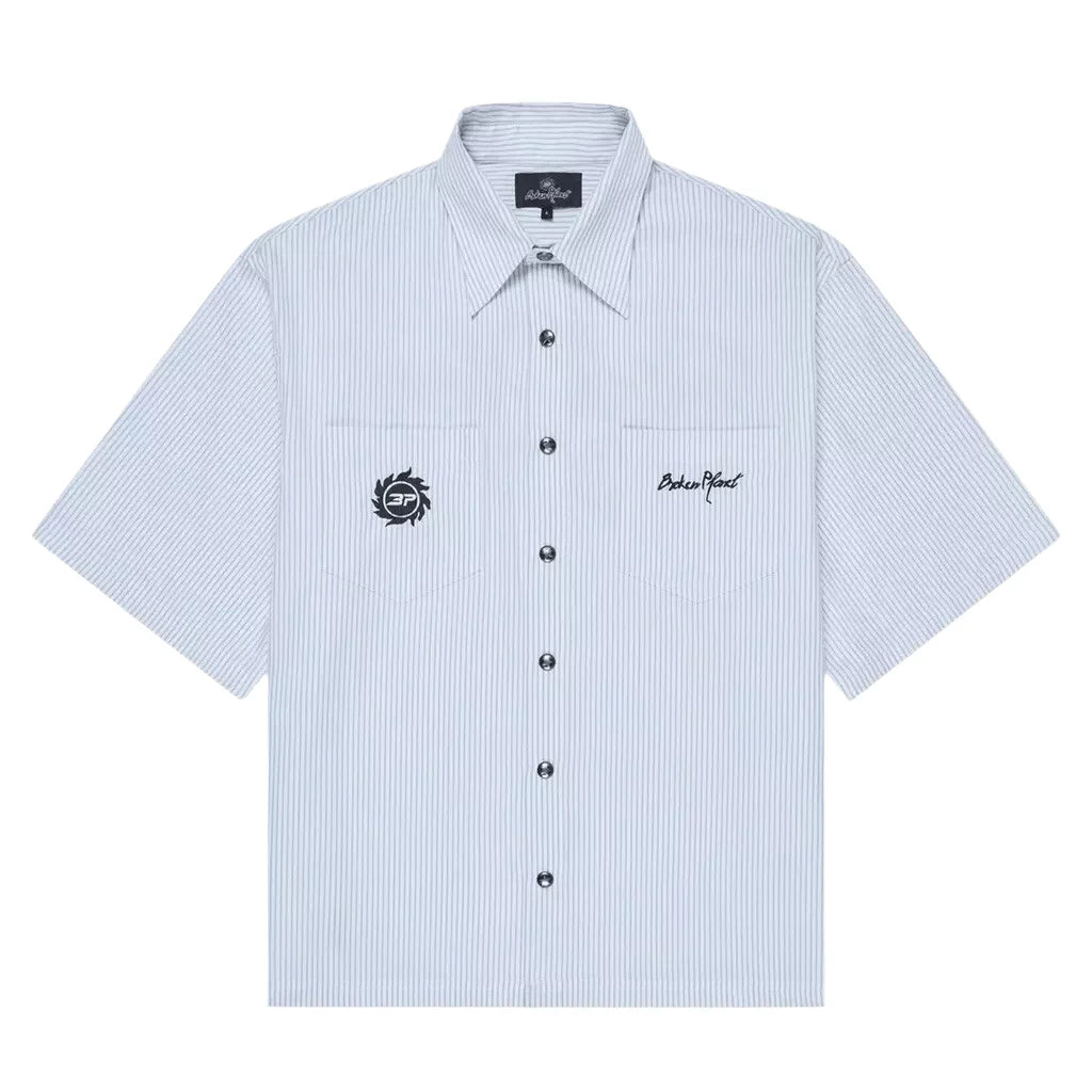 Broken Planet Button-Up Shirt 'White Grey'