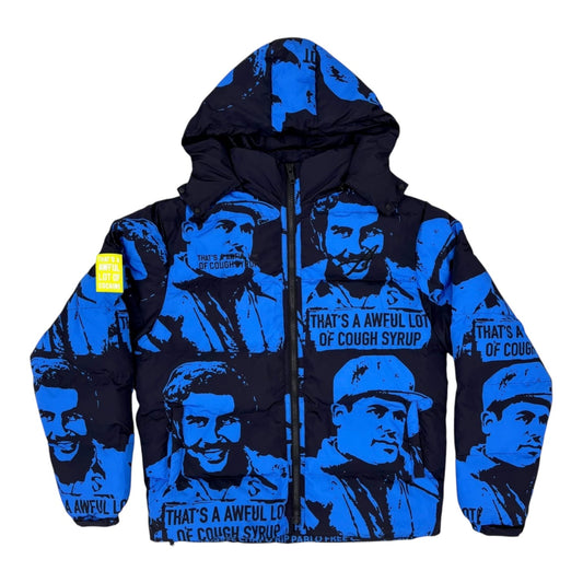 Asaali × Awful Lot of Cough Syrup Hand Screen Printed Cartel Hoodie Blue