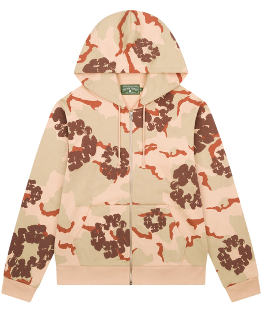 Denim Tears - Men's Camo Cotton Wreath Zip Up Hoodie - (Desert Sand)