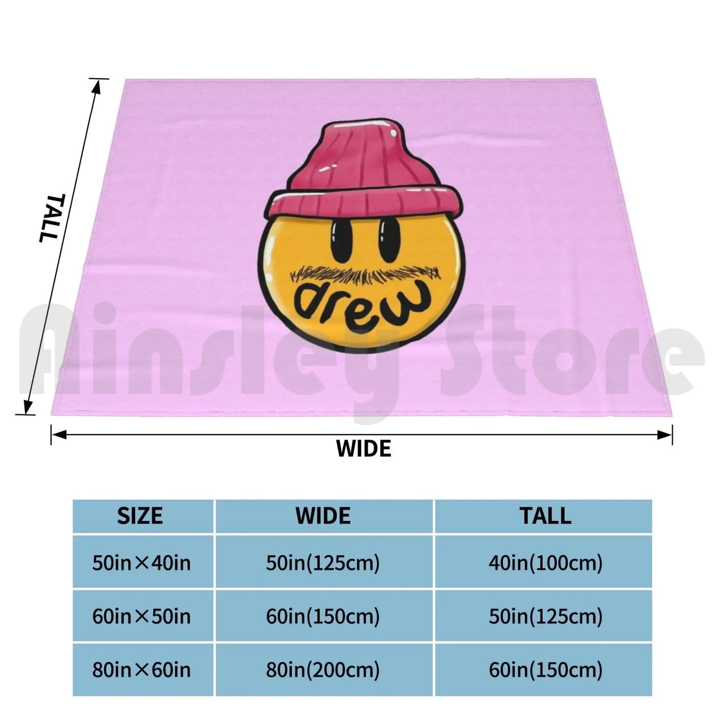 Drew House Mustache Blanket Pink