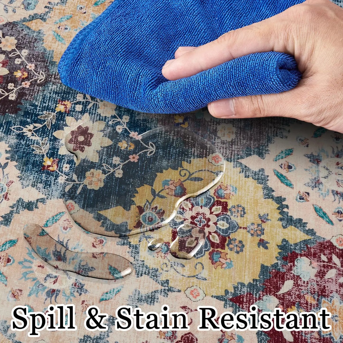CELEB STUDIO Large Vintage Persian Rug - Machine Washable