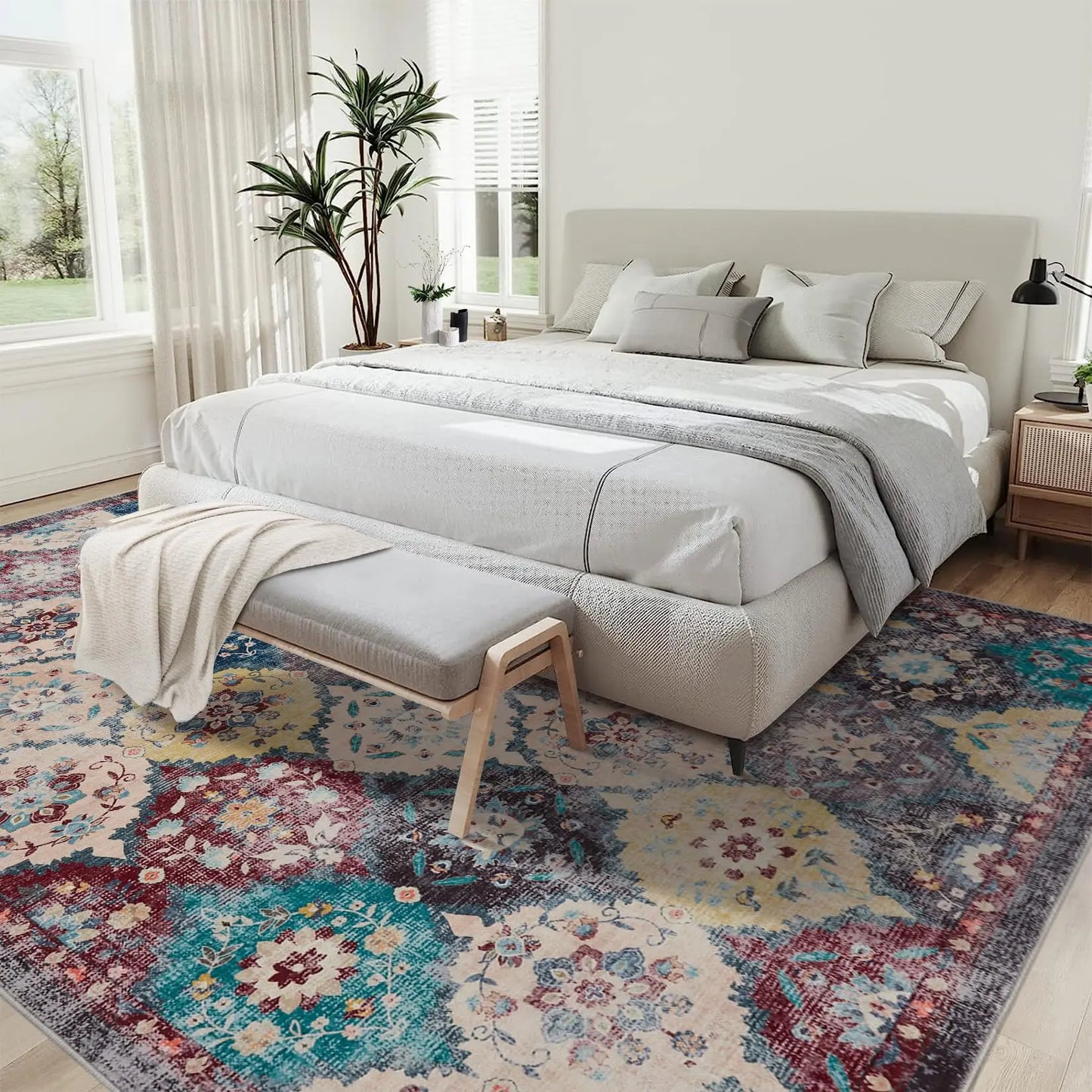 CELEB STUDIO Large Vintage Persian Rug - Machine Washable